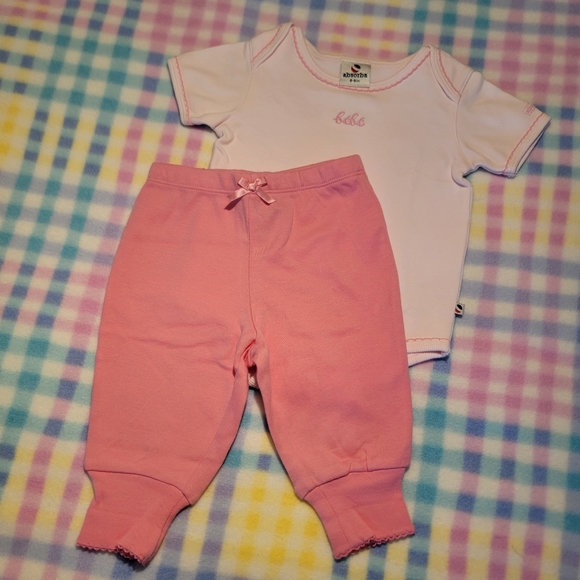 ABSORBA ♡ Thick Cotton Pink Onesie w/Embroidered Pink Stitched Bébé 'n Trim 6-9M - Picture 16 of 17